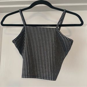 Fitz and Eddi Tank Top Womens Medium Black White Checkered Crop Top Sleeveless
